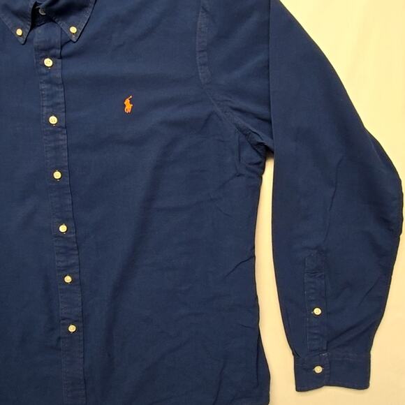 Ralph Lauren Polo Shirt Custom Fit Blue Button Down Long Sleeve XXL Mens - Picture 2 of 11